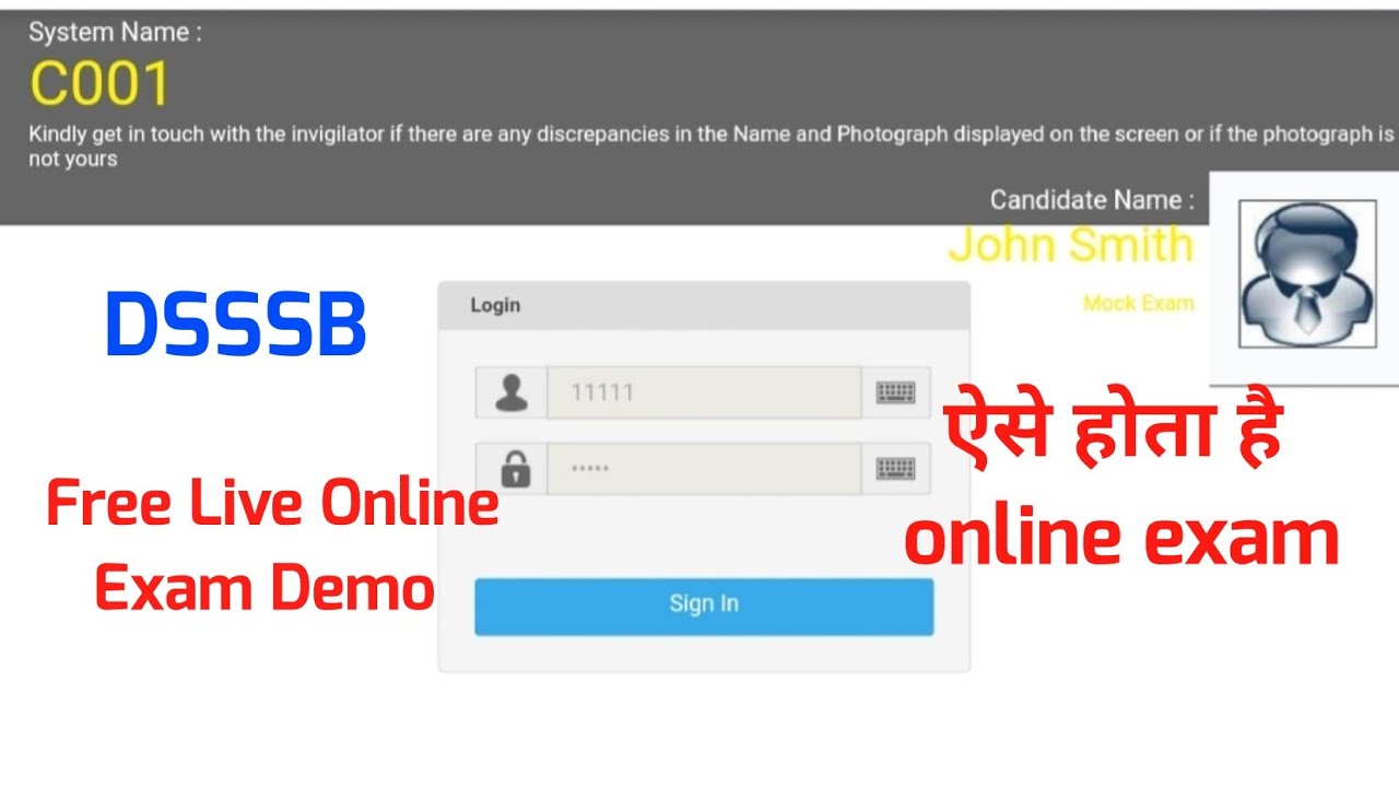 DSSSB Free Live Online Exam Demo, dsssb online exam kaise hota hai, dsssb Online Exam Demo