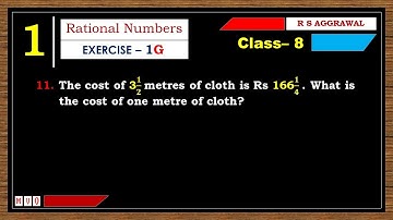 Math Class 8 | Exercise- 1G | Qus. 11 | Rational Numbers | Chapter - 1 | R S AGGARWAL  #mvo