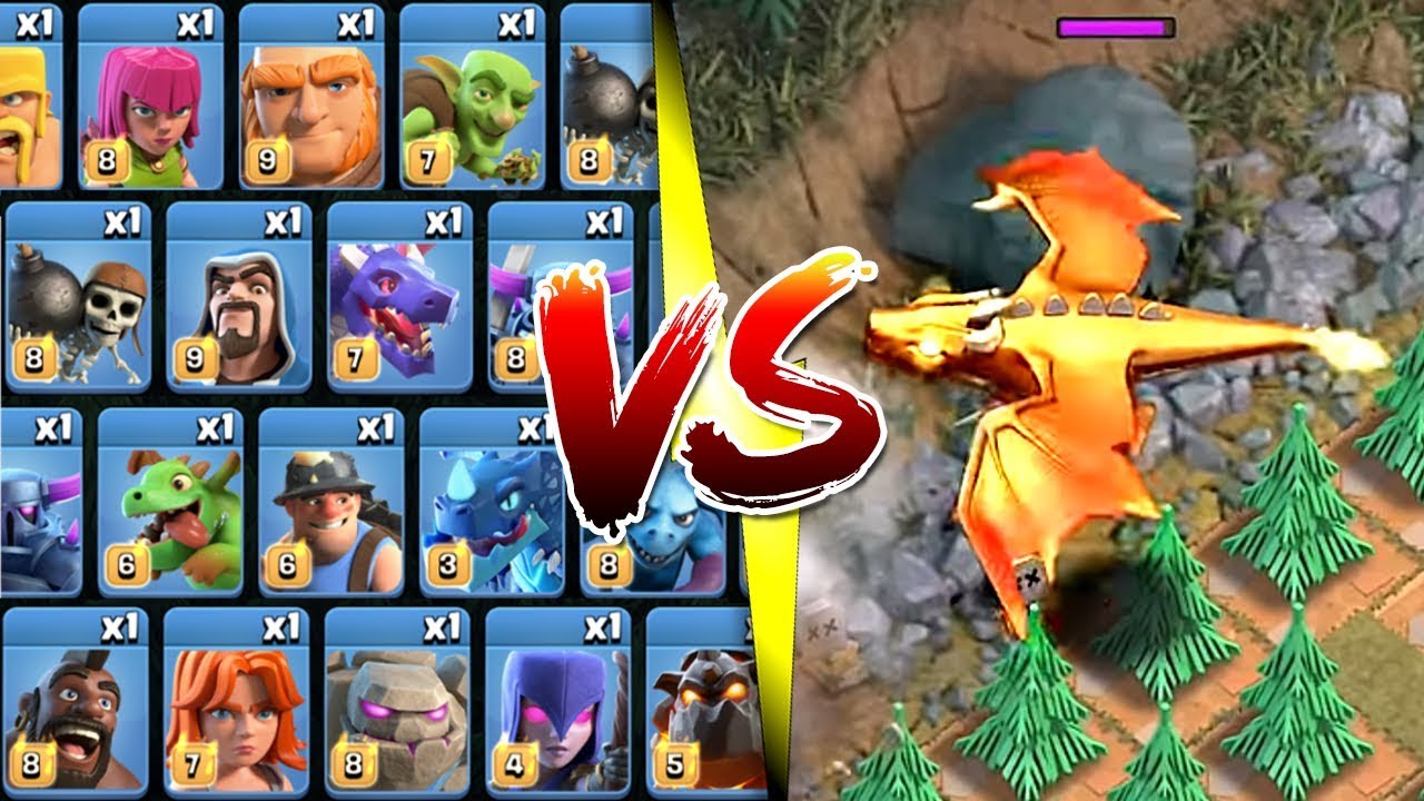 Every Single Troop Vs New Single Player Maps Clash Of Clans The Dragon Lair Challenge Youtube