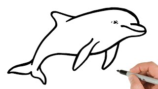 How to Draw a Dolphin Easy | Animals Drawing Tutorial