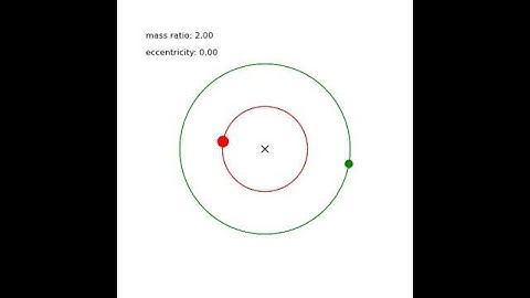 Binary star orbits (mass ratio = 2, eccentricity = 0.0)