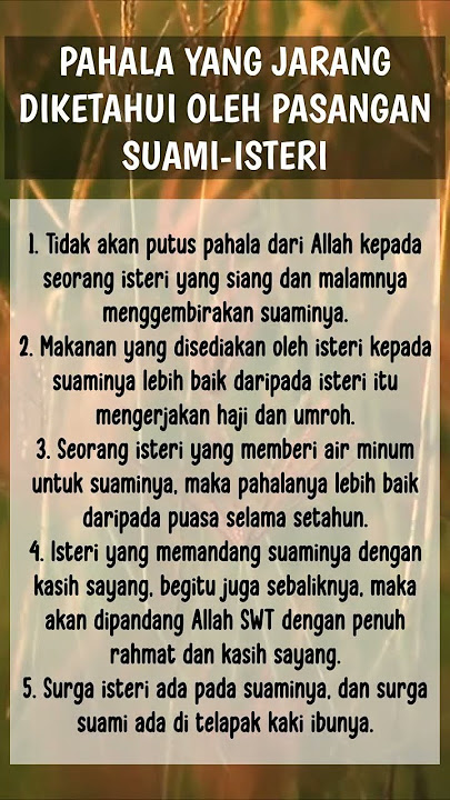 PAHALA YANG JARANG DIKETAHUI OLEH PASANGAN SUAMI-ISTERI #storyislami #dakwahislam #shorts