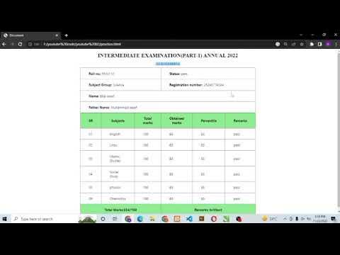 How to create marksheet in HTML CSS - YouTube
