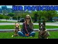 GERMAN SHEPHERDS PROTECT MY WIFE! - Loose Dogs Run at Us.