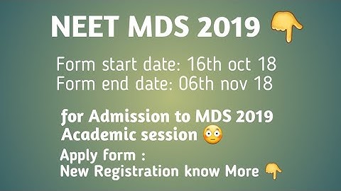 NEET MDS 2019 online registration begins |How to Apply ?