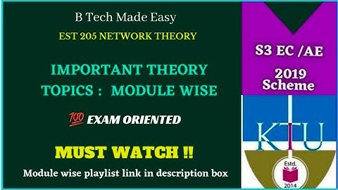 Important Theory Topics Module wise 💯 exam oriented| NETWORK THEORY