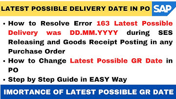 How to Resolve  Error "Latest Possible Delivery  was DD.MM.YYYY."during SES Approval  & MIGO Posting