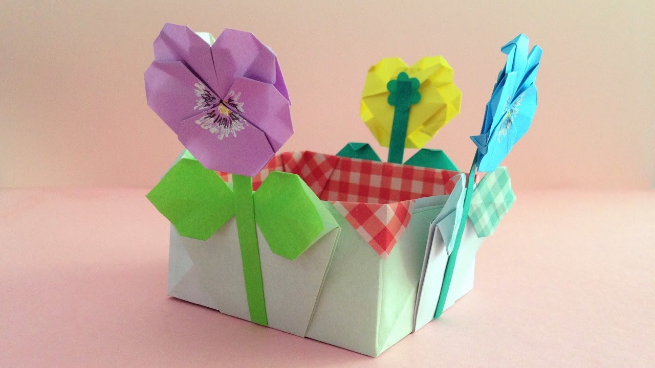 折り紙 パンジー 花の箱 折り方 Origami Pansy Flower Box Tutorial Niceno1 Youtube