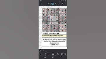 #Shorts The Hindu Sudoku 2 Star Solution | 20.03.2022 | Difficulty Level ★★