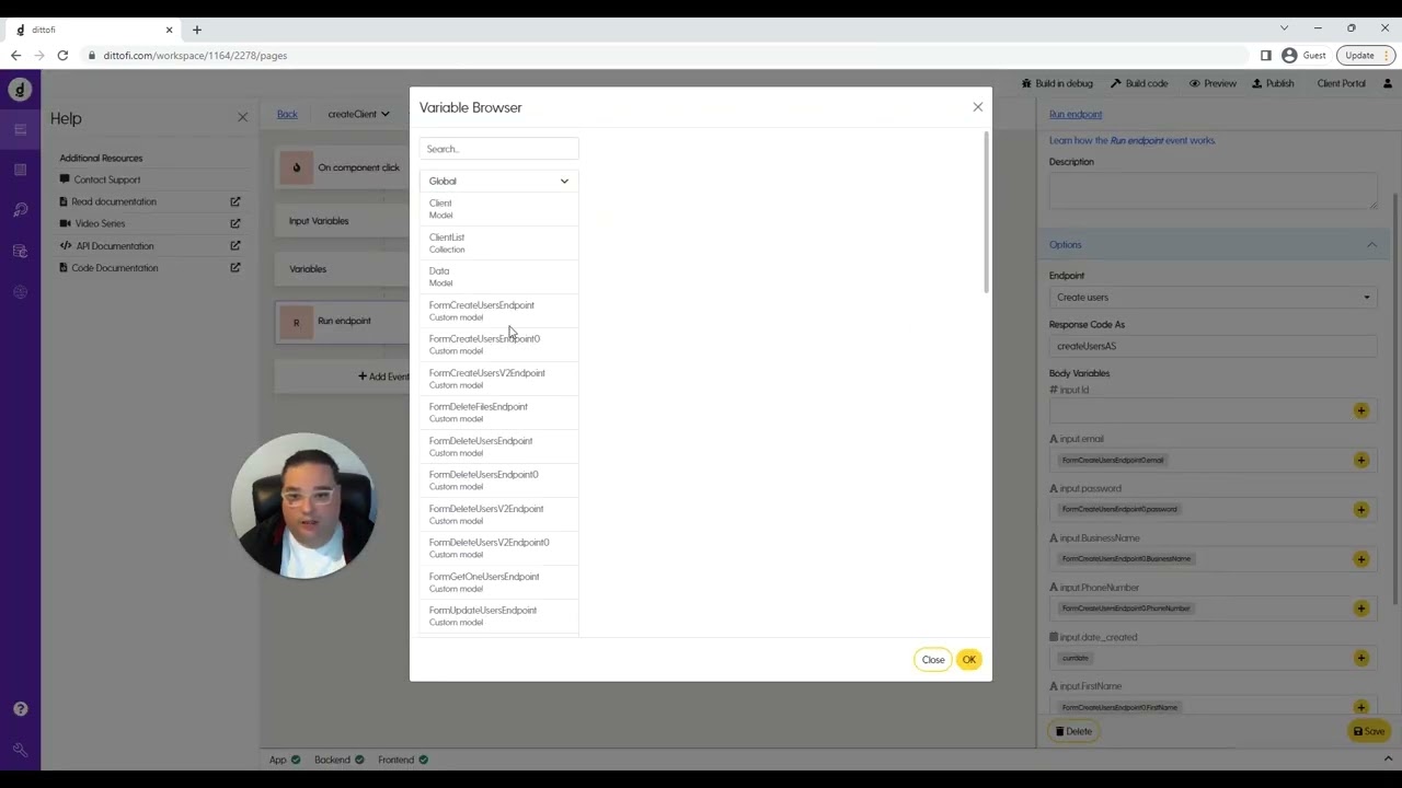 4.2 - Create New Client Front End Action: How To Build A Customer Portal On Dittofi