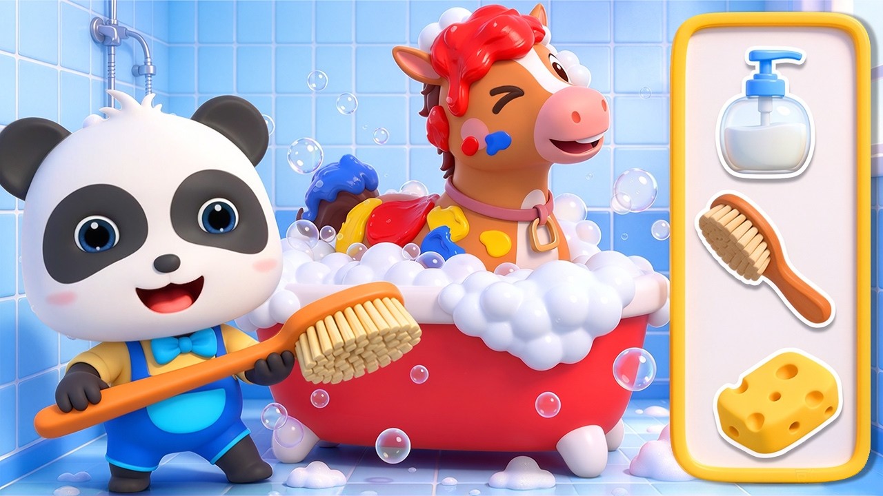 Farm Animals' Bath Time | Good Habits Song | Learn Animals | Nursery Rhymes & Kids Songs | BabyBus