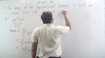 The area of the equilateral triangle is 20 √3 cm^2 whose each side is 8 cm.