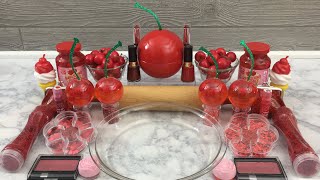 Mixing Cherry Pie Slime With Makeup, Eyeshadow, Lip Gloss, Glitter, Clay, Satisfying Video Asmr