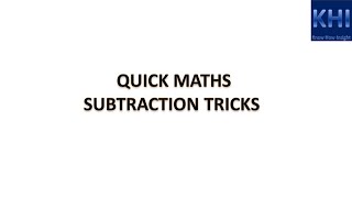 Subtraction, Math Tricks,  Easy Subtraction for competitive exams