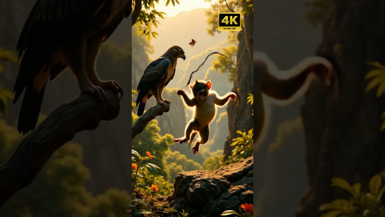 Monkey vs. Eagle: Jungle Antics in a Sun-Drenched Plateau! 