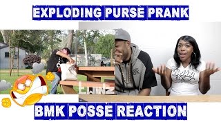 EXPLODING BAIT PURSE PRANK- IN THE HOOD  - BMK POSSE REACTION