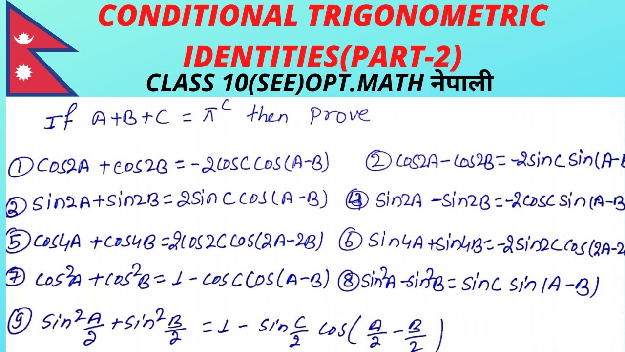 conditional trigonometry identities/part 2/short question/trigonometry ...