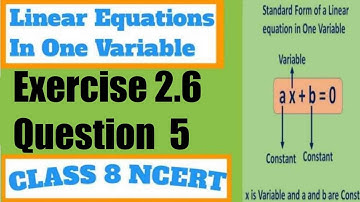 Class 8 Maths | Chapter 2 | Exercise 2.6 Q5 In Hindi | Linear Equations In One Variable | NCERT
