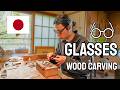 【ASMR】一本の木から削り出す職人技で作る日本の木製メガネ｜63mokko 神田武蔵