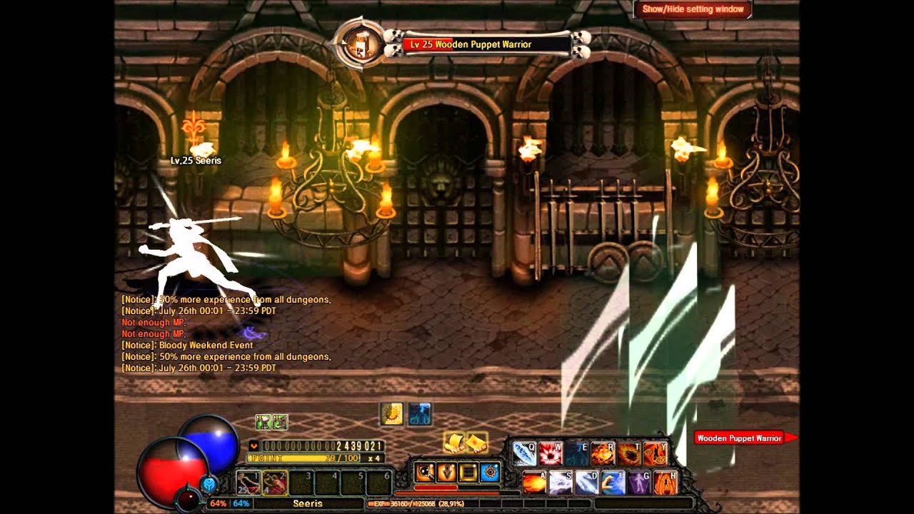 Dark Blood Online - 25 Sorceress vs Wooden Puppet Warrior (Hard Mode)