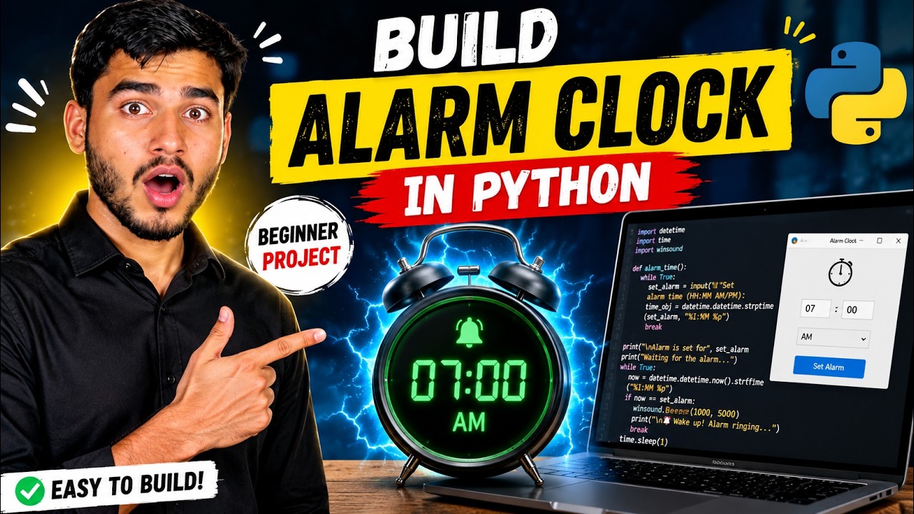 Alarm Clock App in Python | Beginner Project Tutorial - YouTube