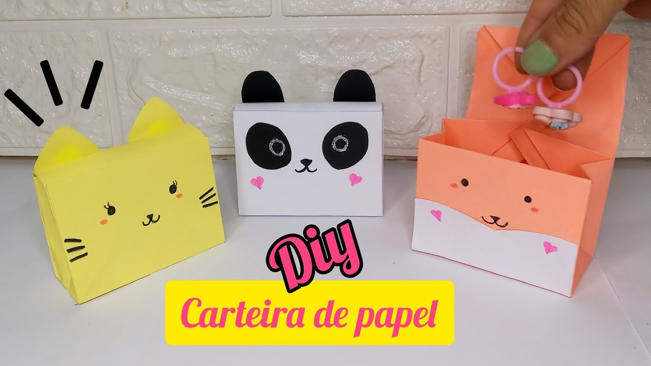 cmo fazer uma carteira de papel de cachorro, gato, urso panda | origami  fáceis|coisas com papel - YouTube