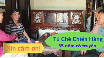 Tủ chè đẹp Chiến Hằng bàn giao tủ chè gỗ gụ, khảm ốc đỏ cho gđ chú Ứng ở Hà Nội/ Tủ chè cổ 35 năm