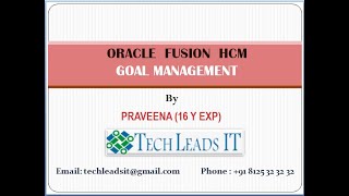 Oracle Fusion HCM online training - GOAL MANAGEMENT