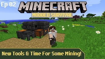 Minecraft Survival – Tinkers construct & Mining – Modded MC Survival Let’s Play – Ep 2