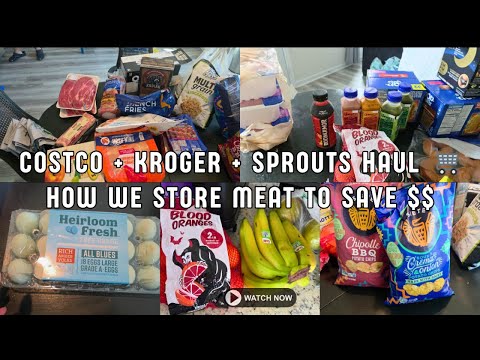 Costco, Kroger & Sprouts Grocery Haul 🛒Family of 5 Budgeting + How We Store Meat to Save Money in 25