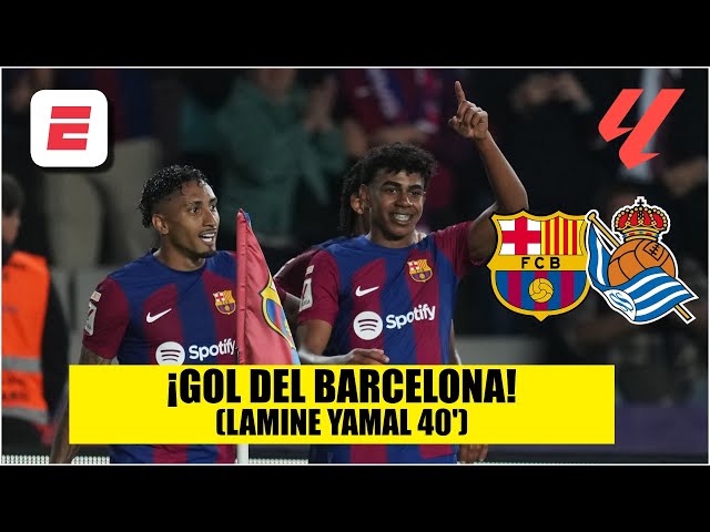 GOL DEL BARCELONA. Lamine Yamal define de gran forma para el 1-0 vs REAL SOCIEDAD | La Liga
