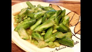 S1Ep74-Stir Fry Chinese Okra/Loofah Squash with Soy Beans  毛豆絲瓜