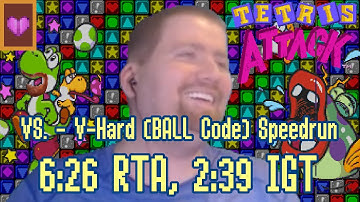 Beat Tetris Attack Faster with This Single Cheat Code! | VS., V-Hard (BALL Code) - 6:26 RTA