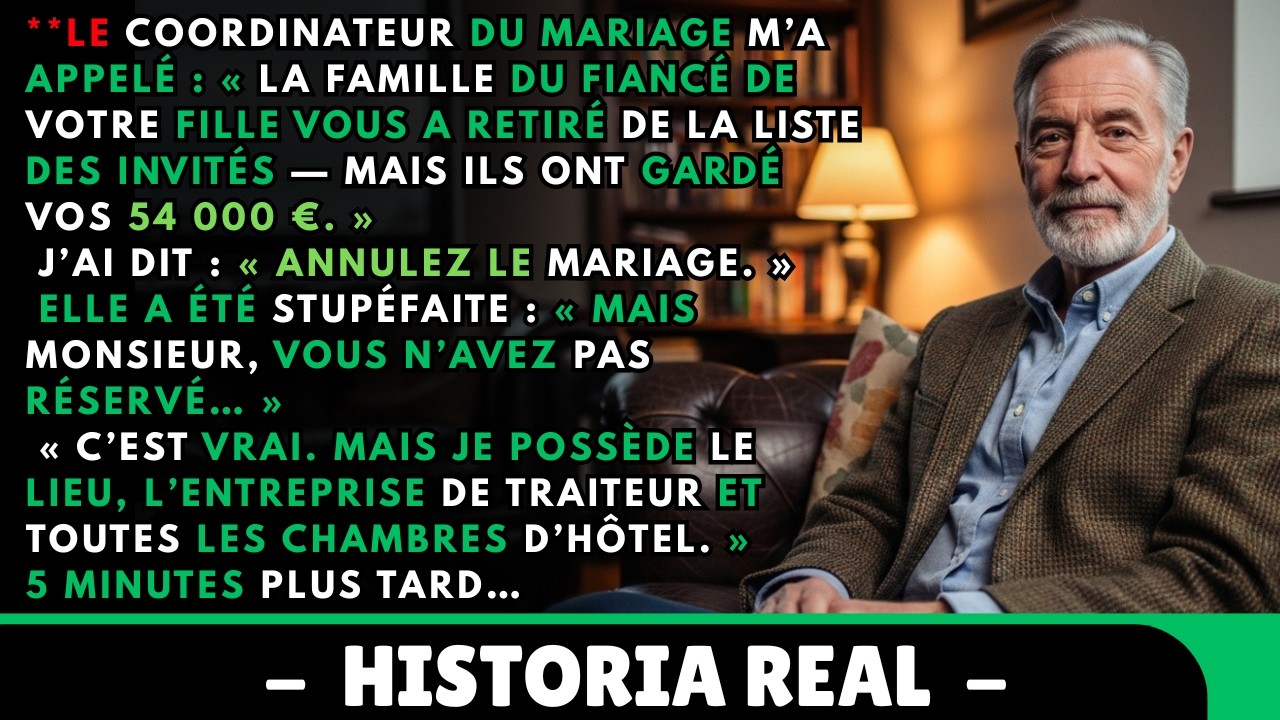 La boîte à musique venait de s’arrêter entre mes mains quand le téléphone a sonné. « Monsieur Le Fèvre, la famille de votre futur gendre vous a retiré du mariage, mais ils ont gardé vos 54 000...