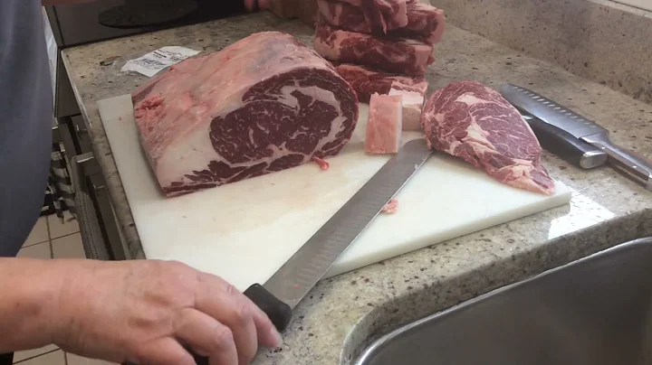 Slicing rib eye steaks