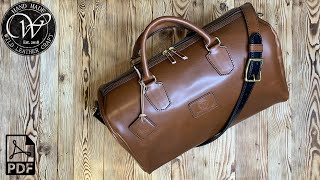 Making a travel bag from Full Grain leather Toscana by #wildleathercraft. Free pattern PDF.