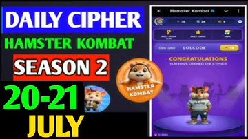 Hamster Kombat Dev Game Daily Cipher 20 July | Hamster Kombat Daily Cipher Code | Daily Combo