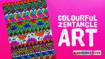 Draw A Colourful Zentangle Art- Easy Zentangle Patterns (Time-lapse) | Kash Creatives