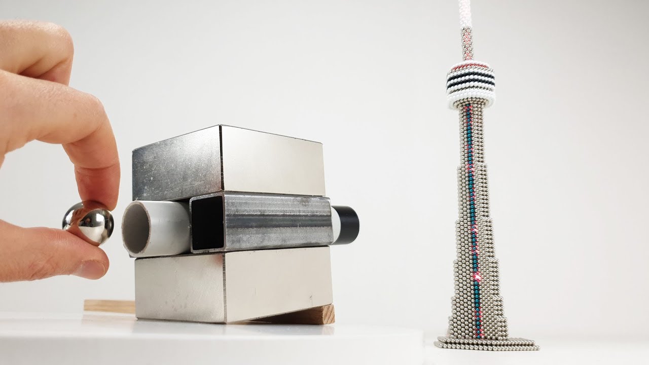 ⁣Magnetic Cannon VS CN Tower out  of Magnetic Balls | Magnetic Games