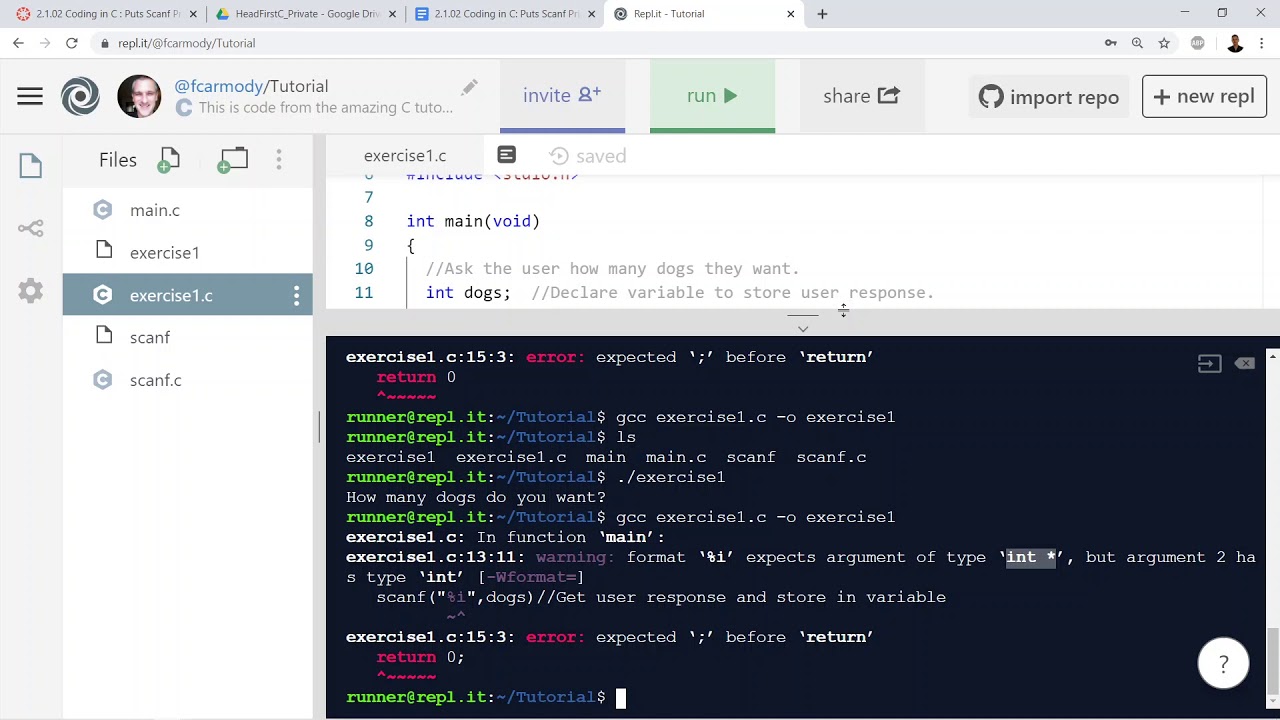 C Coding: 04: Example 1 - YouTube