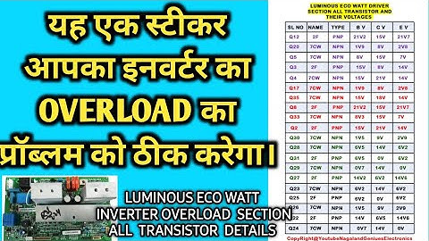 Luminous eco watt inverter overload problem solution with this  list