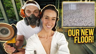 BEAUTIFUL DIY Polished Concrete Floor for Off Grid Bathroom
