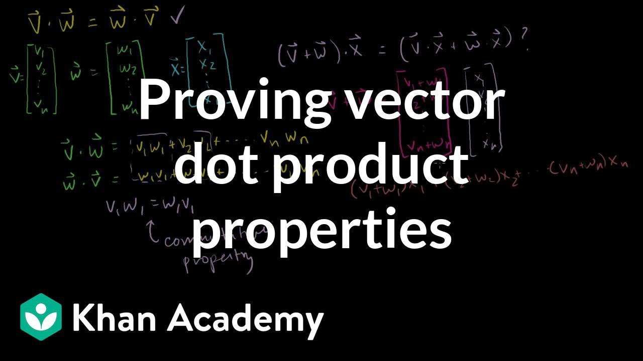 Proving Vector Dot Product Properties Video Khan Academy