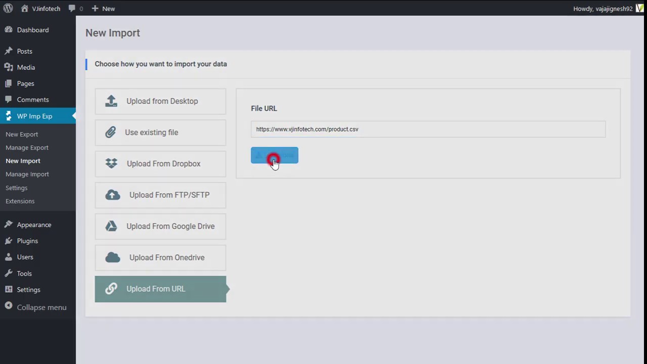 WordPress Import Export Plugin Upload file from URL - YouTube