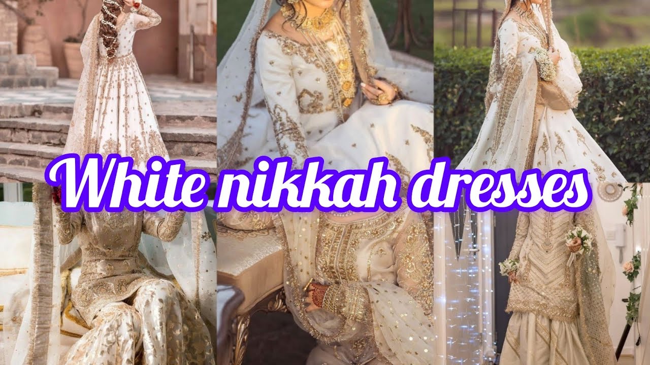 nikah dresses for girls Pakistani/white colour engagement dresses/ wedding  dress ideas in white 