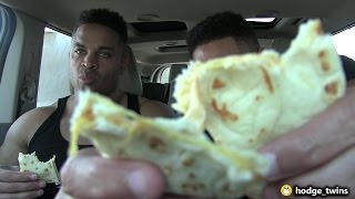 Eating Taco Bell's Steak & Chicken Flatbread Sandwich | Food Review | @hodgetwins