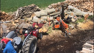 Splitting Beach Logs with the (Timberwolf TW-5, 35 ton YardMax, and The Light Duty Commercial White)