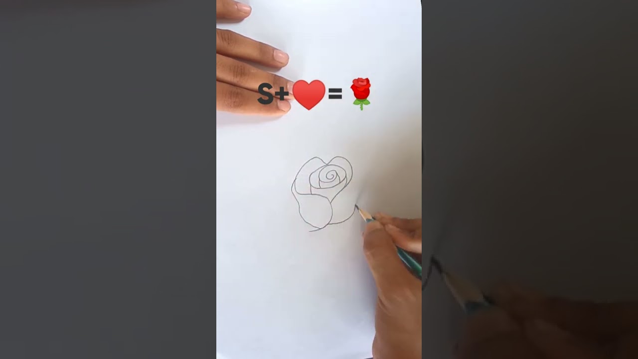 || S+&hearts;️=🌹|| How to draw ROSE from S&&hearts;️|| Easy ROSE drawing||#shorts