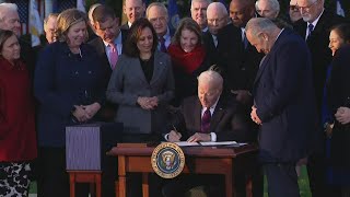 Maine's congressional delegation & Governor Janet Mills attend signing of $1.2T infrastructure bill