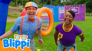 Blippi VS Meekah Game Day! 🔵🟣 | Blippi | Educational Videos for Kids | Live Action Adventures
